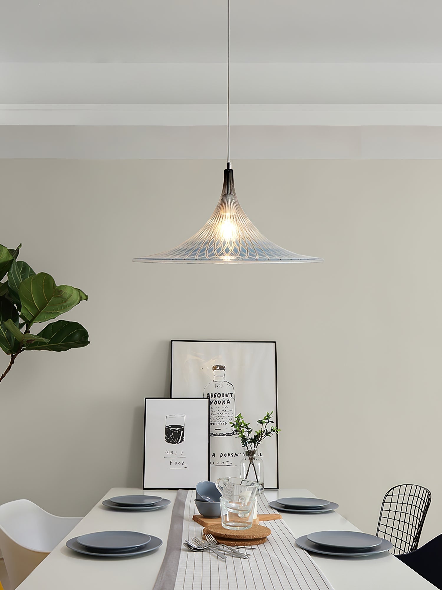 Vortex Pendant Light Dia 15.7″ x H 9.8″ / Chrome & Blue Pendant light