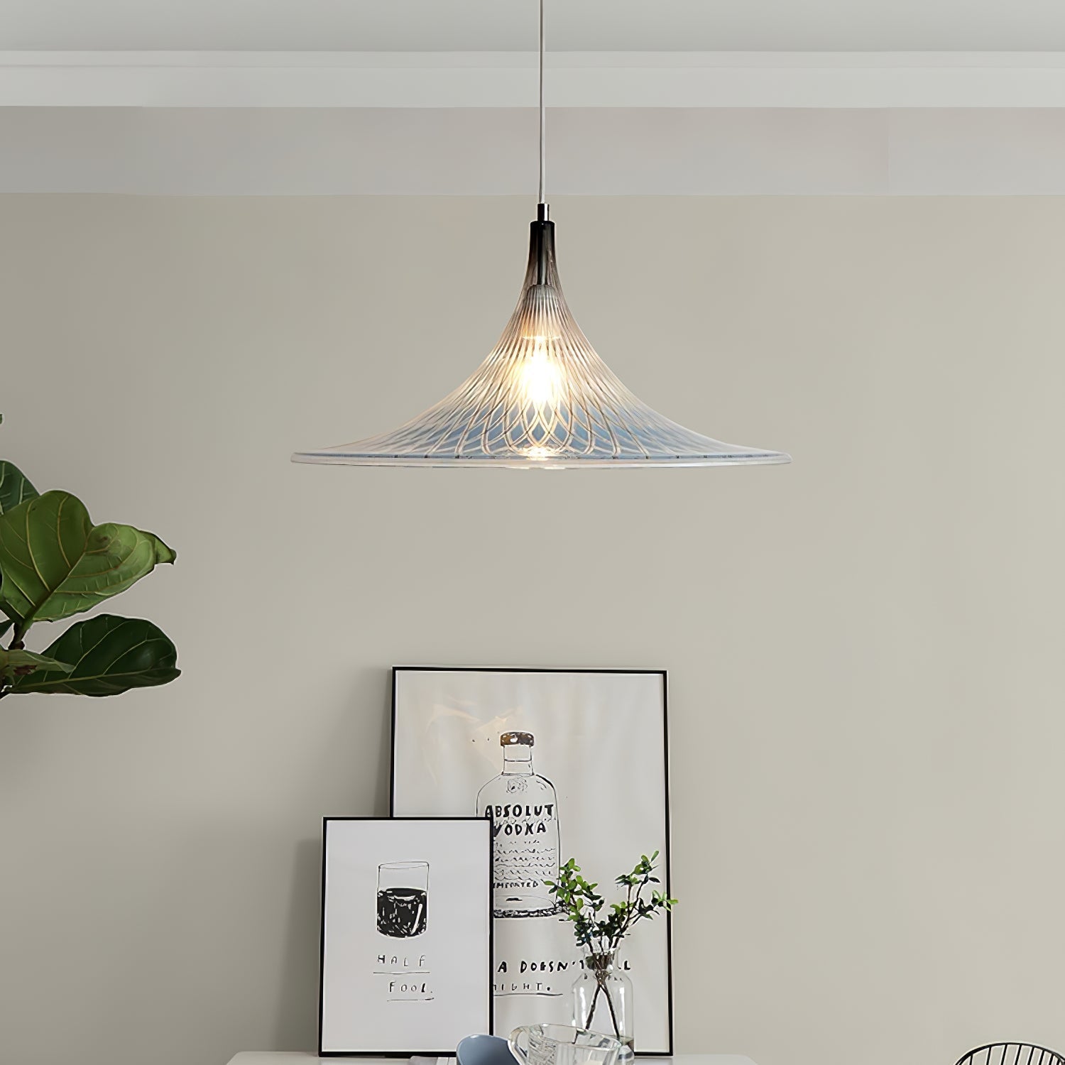 Vortex Pendant Light Dia 15.7″ x H 9.8″ / Chrome & Blue Pendant light