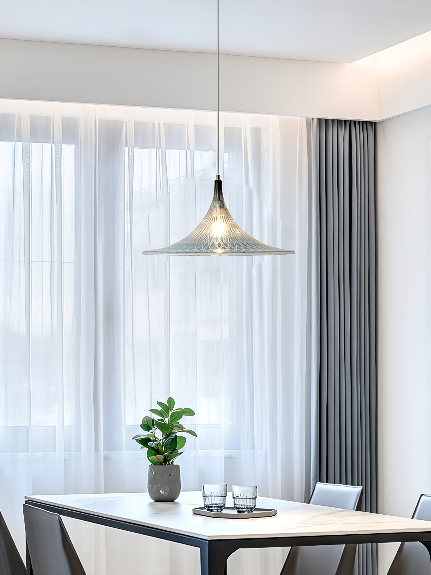 Vortex Pendant Light Dia 15.7″ x H 9.8″ / Chrome & Blue Pendant light