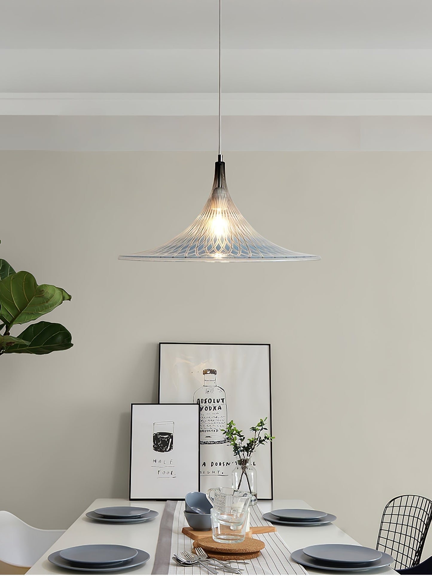 Vortex Pendant Light Dia 15.7″ x H 9.8″ / Chrome & Blue Pendant light