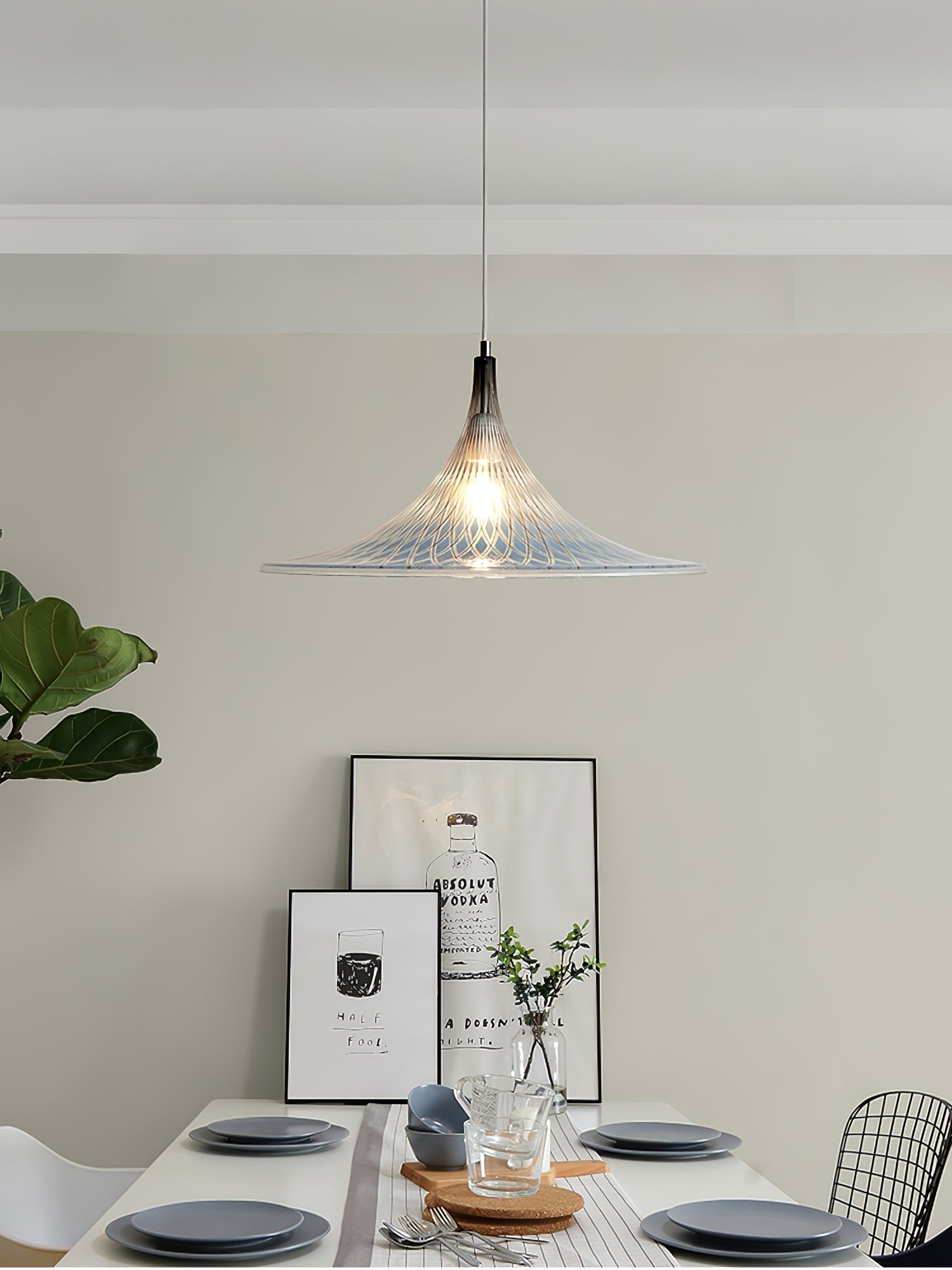 Vortex Pendant Light Dia 15.7″ x H 9.8″ / Chrome & Blue Pendant light