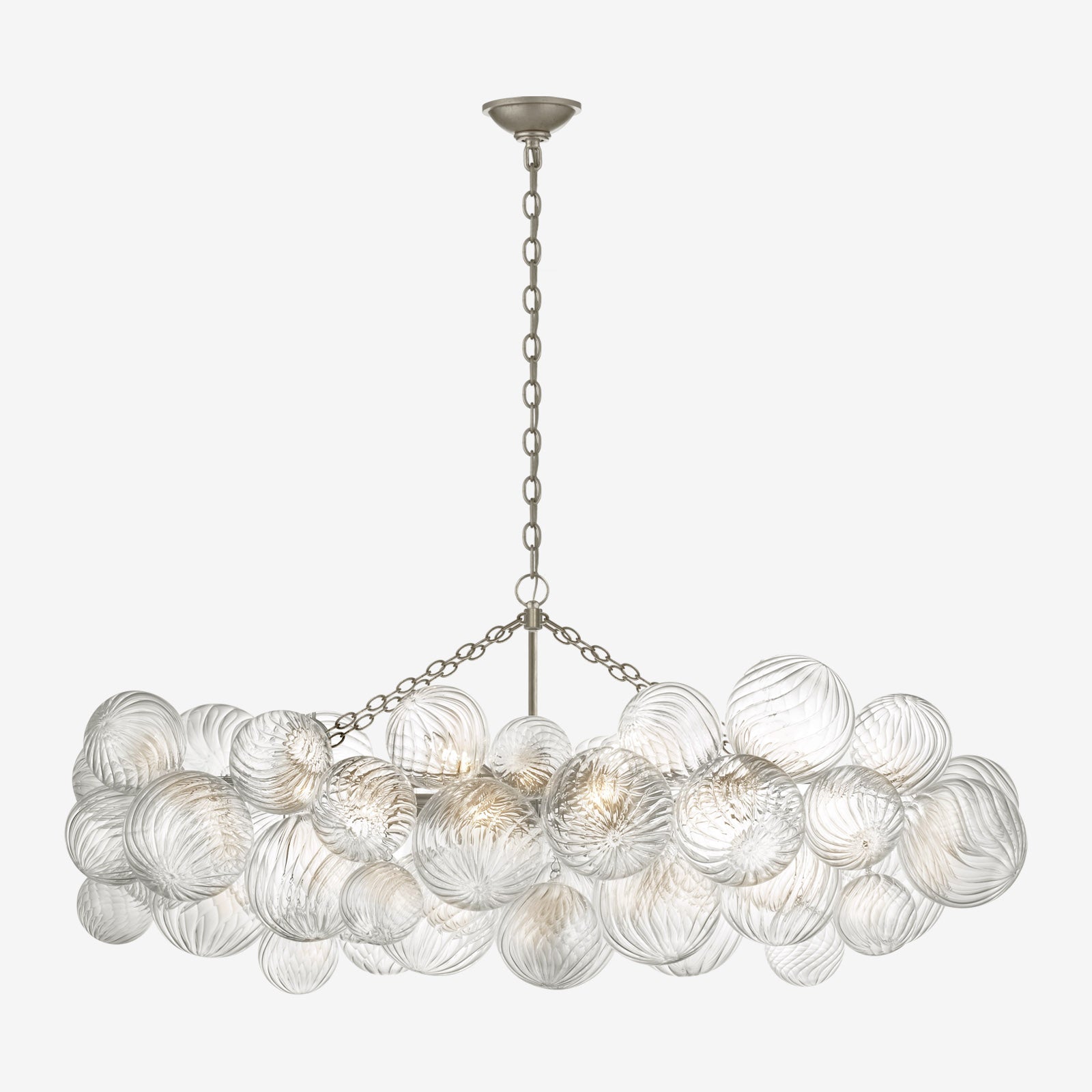 Talia Medium Linear Chandelier Burnished Silver Leaf and Clear Swirled Glass chandelier