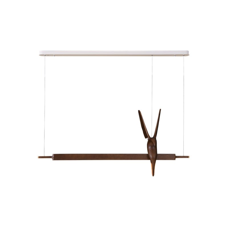 Wait Chandelier L 59.1’’ x W 11.8’’ x H 25.6’’ / Walnut Color / Warm Light Chandelier