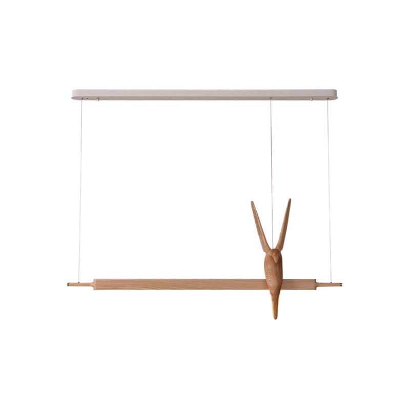 Wait Chandelier L 59.1’’ x W 11.8’’ x H 25.6’’ / Wood Color / Warm Light Chandelier