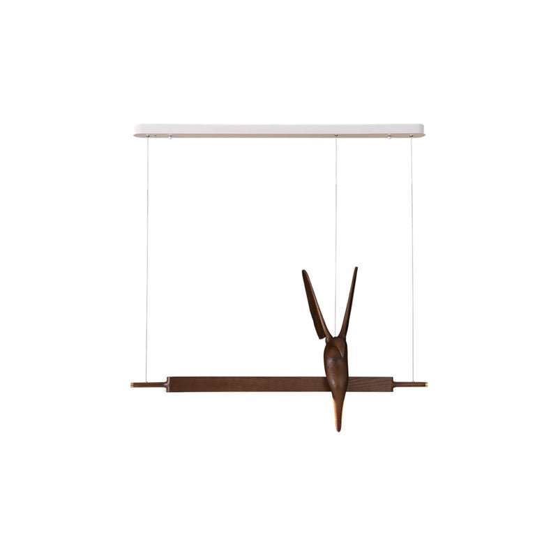 Wait Chandelier L 47.2’’ x H 11.8’’ x H 25.6’’ / Walnut Color / Warm Light Chandelier