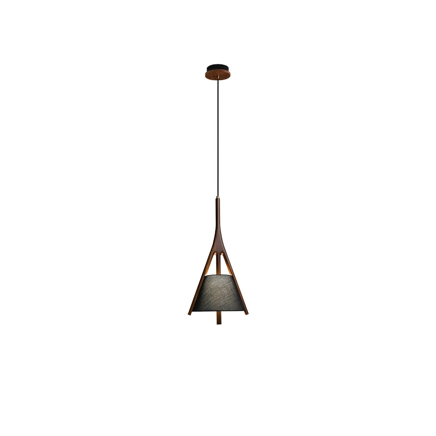 Nanzhi Wood Pendant Lamp Model B: Dia 9.8″ x H 21.2″ / Walnut Color / Warm Light Pendant light