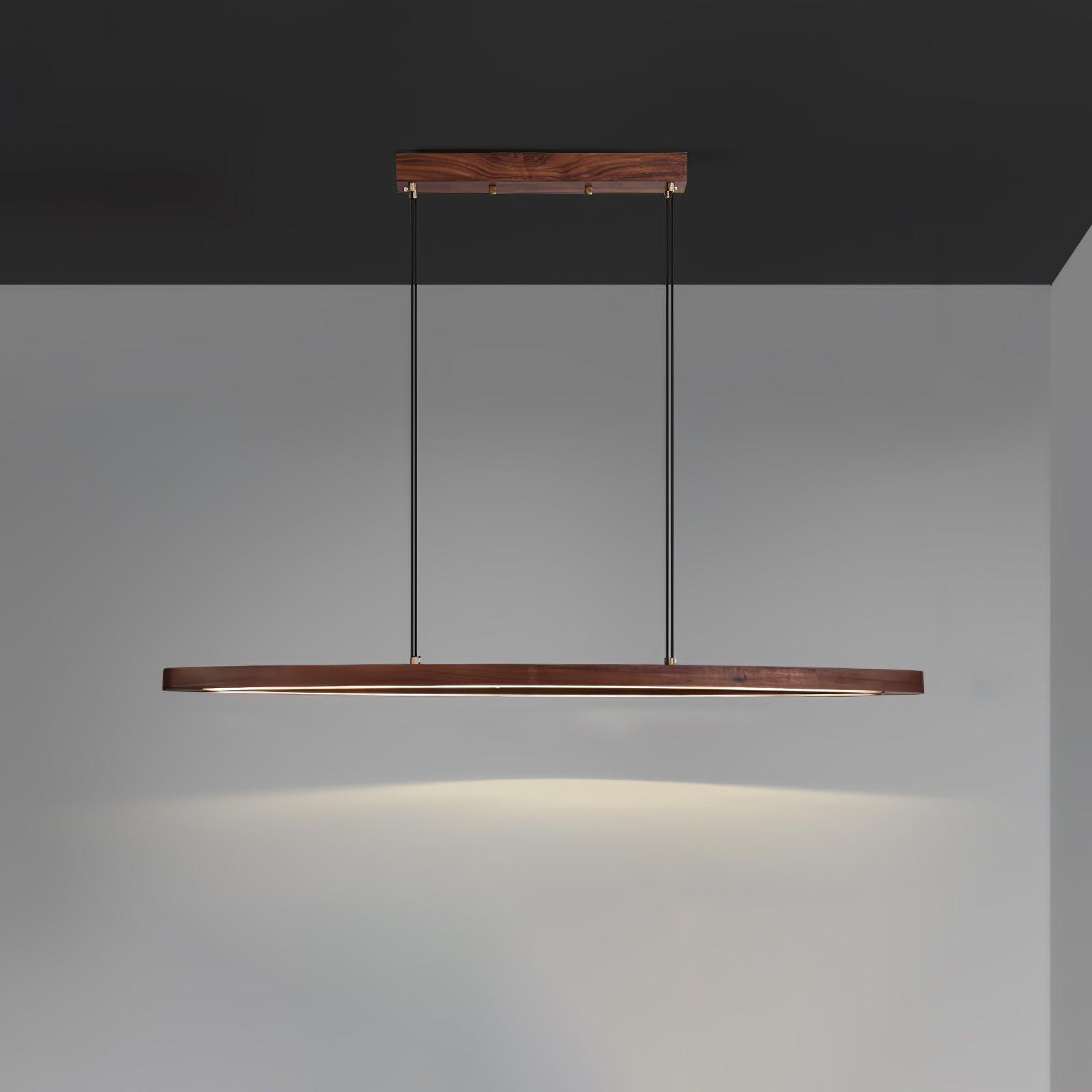 Walnut Arc Linear Pendant Lamp L 35.4″ x W 5.9″ x H 59″ / L 90cm x W 15cm x H 150cm / Walnut wood / Warm Light Pendant