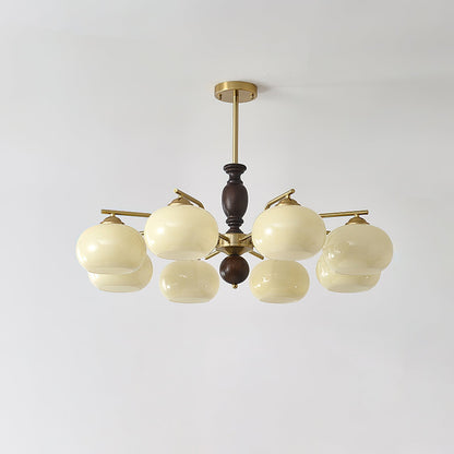 Walnut Beige Orb Chandelier Chandelier