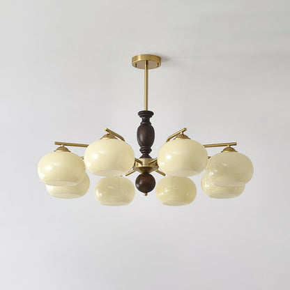 Walnut Beige Orb Chandelier Chandelier