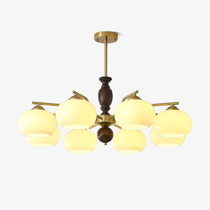 Walnut Beige Orb Chandelier Chandelier