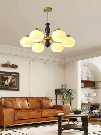 Walnut Beige Orb Chandelier Chandelier