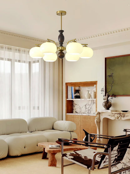Walnut Beige Orb Chandelier Chandelier