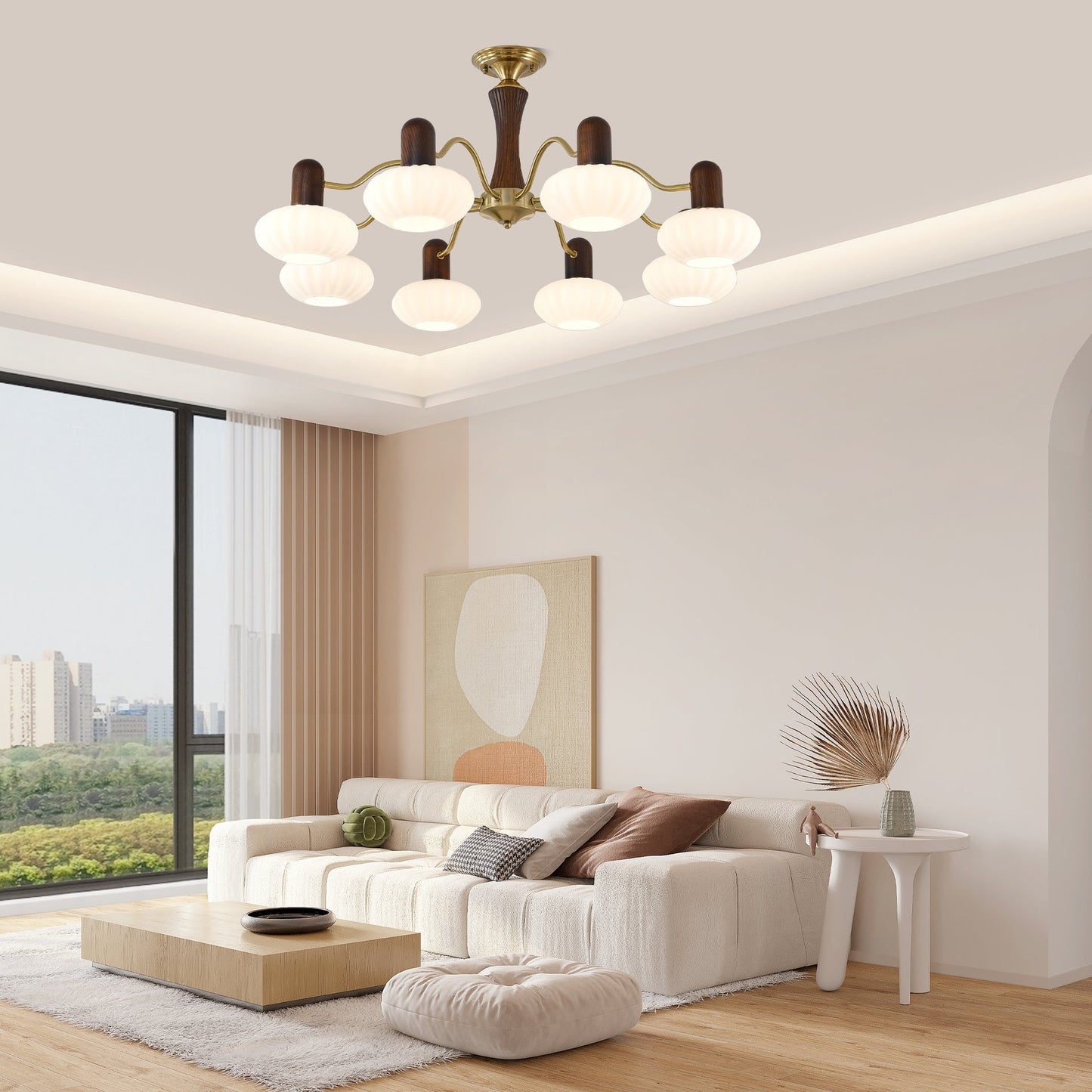 Walnut Color Embrace Chandelier Chandelier