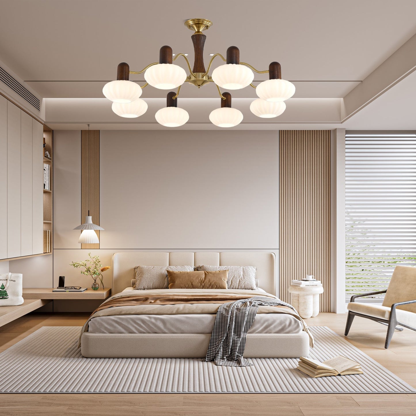 Walnut Color Embrace Chandelier Chandelier