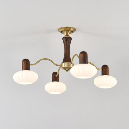 Walnut Color Embrace Chandelier 3 heads ? 28.3″ x H 15.7″ / Walnut Color & Gold Chandelier