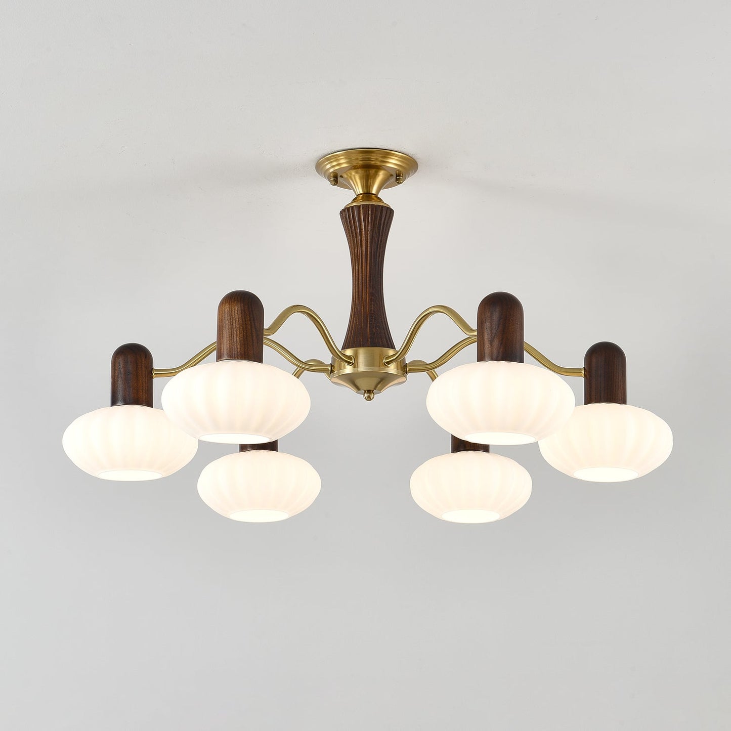 Walnut Color Embrace Chandelier 6 heads ? 32.3″ x H 15.7″ / Walnut Color & Gold Chandelier