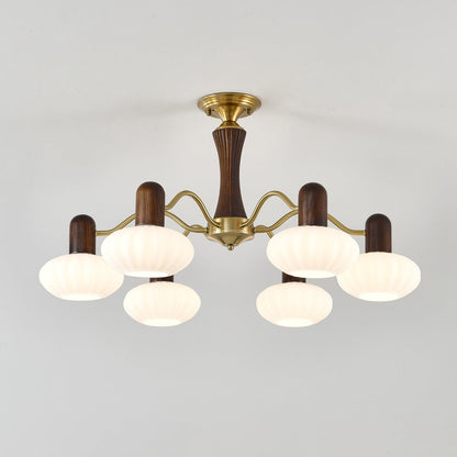 Walnut Color Embrace Chandelier 6 heads ? 32.3″ x H 15.7″ / Walnut Color & Gold Chandelier