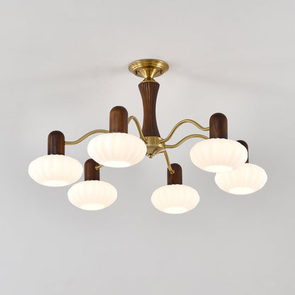 Walnut Color Embrace Chandelier Chandelier
