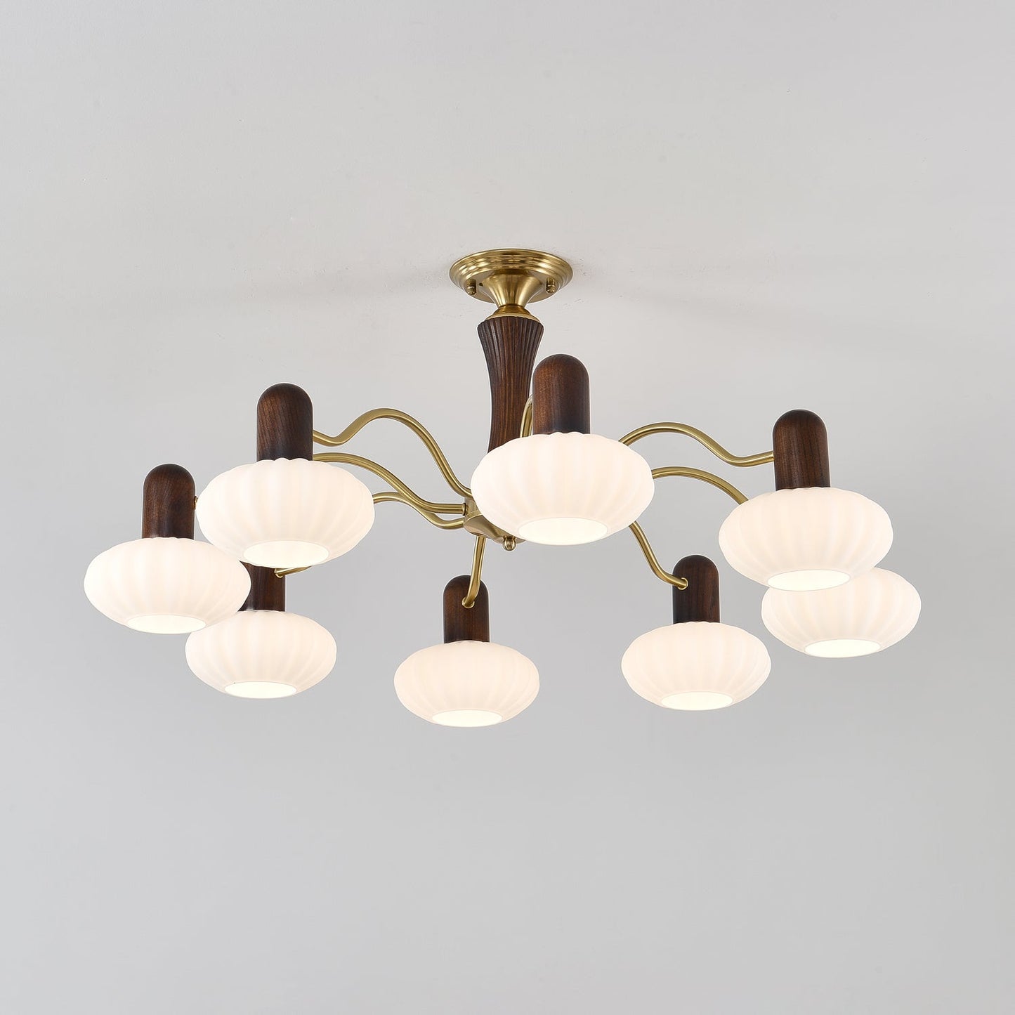 Walnut Color Embrace Chandelier 8 heads ? 36.2″ x H 15.7″ / Walnut Color & Gold Chandelier