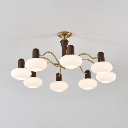 Walnut Color Embrace Chandelier 8 heads ? 36.2″ x H 15.7″ / Walnut Color & Gold Chandelier
