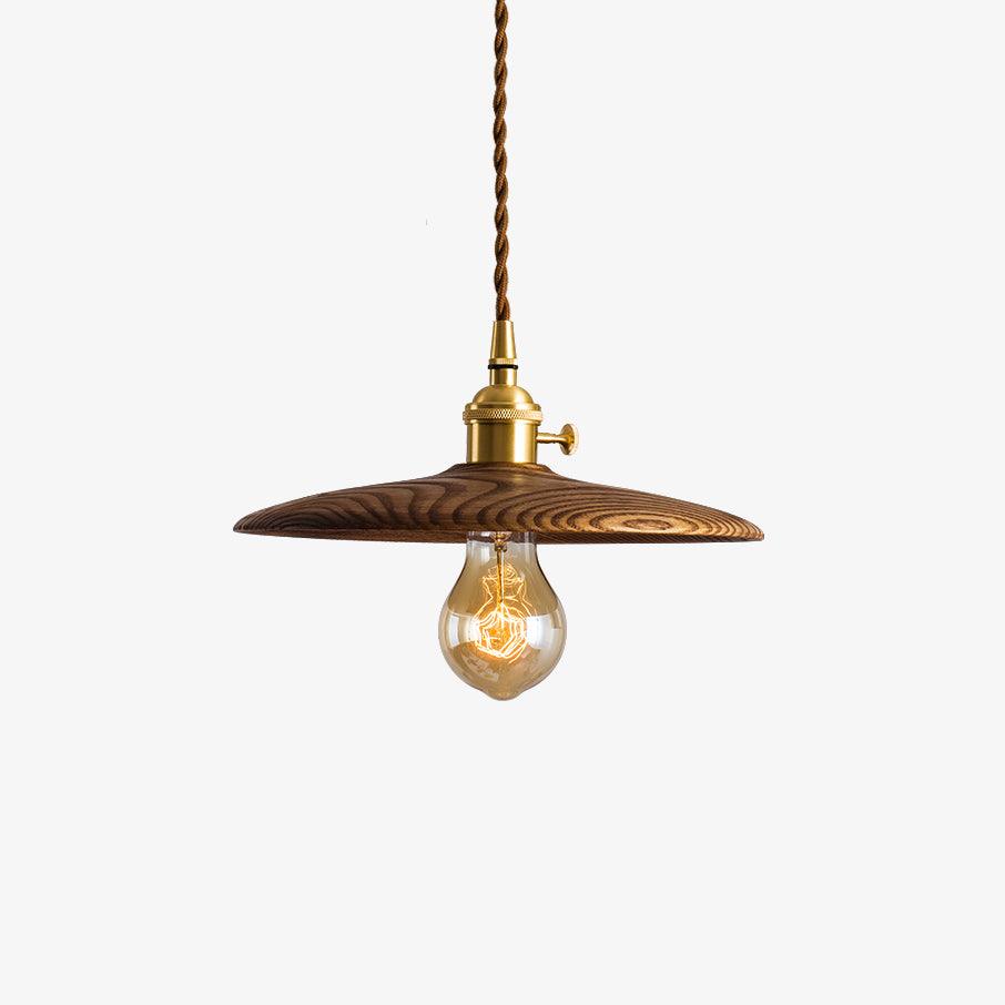 Walnut Conical Pendant Light Dia 7.9″ / Dia 20cm / Brass & Walnut Pendant light