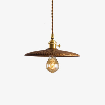 Walnut Conical Pendant Light Dia 7.9″ / Dia 20cm / Brass & Walnut Pendant light