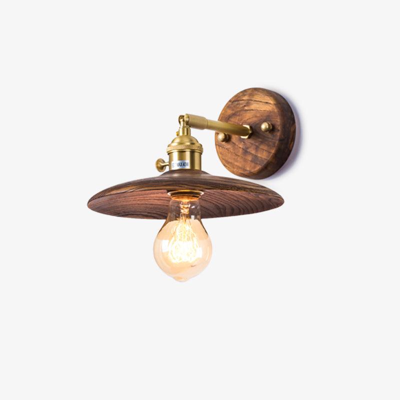 Walnut Flared Wall Light Dia 7.9″ x H 7.5″ / Dia 20cm x H 19cm / Brass & Walnut Wall lamp