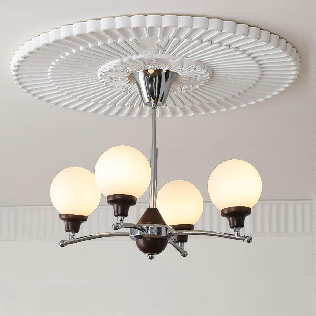 Walnut Glass Ball Chandelier 4 Heads Size: Dia 21.6″ x H 17.7″ / Dia 55cm x H 45cm / Chrome Chandelier