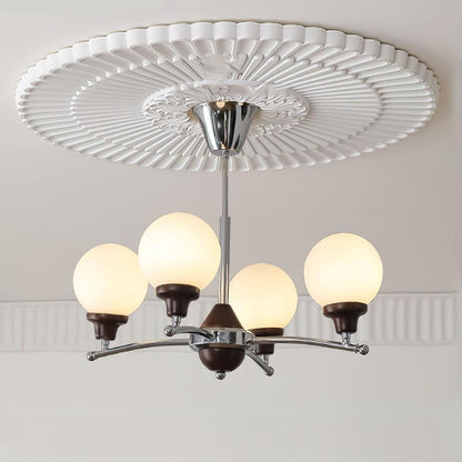 Walnut Glass Ball Chandelier 4 Heads Size: Dia 21.6″ x H 17.7″ / Dia 55cm x H 45cm / Chrome Chandelier