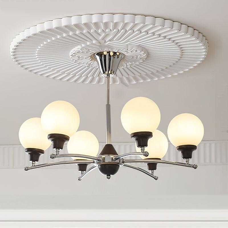 Walnut Glass Ball Chandelier 6 Heads Size: Dia 27.6″ x H 17.7″ / Dia 70cm x H 45cm / Chrome Chandelier