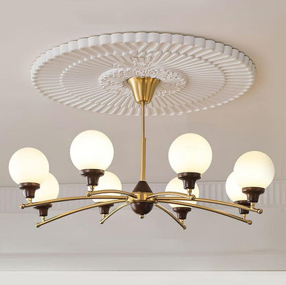 Walnut Glass Ball Chandelier 8 Heads Size: Dia 35.4″ x H 17.7″ / Dia 90cm x H 45cm / Gold Chandelier
