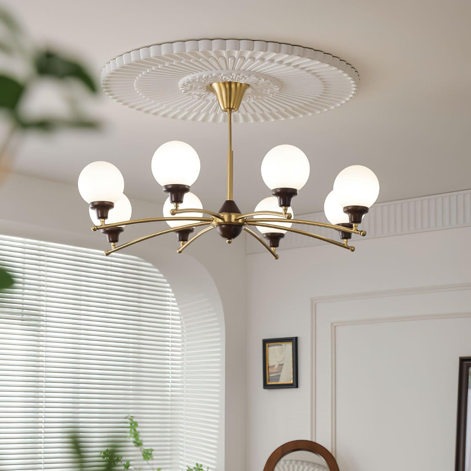 Walnut Glass Ball Chandelier Chandelier