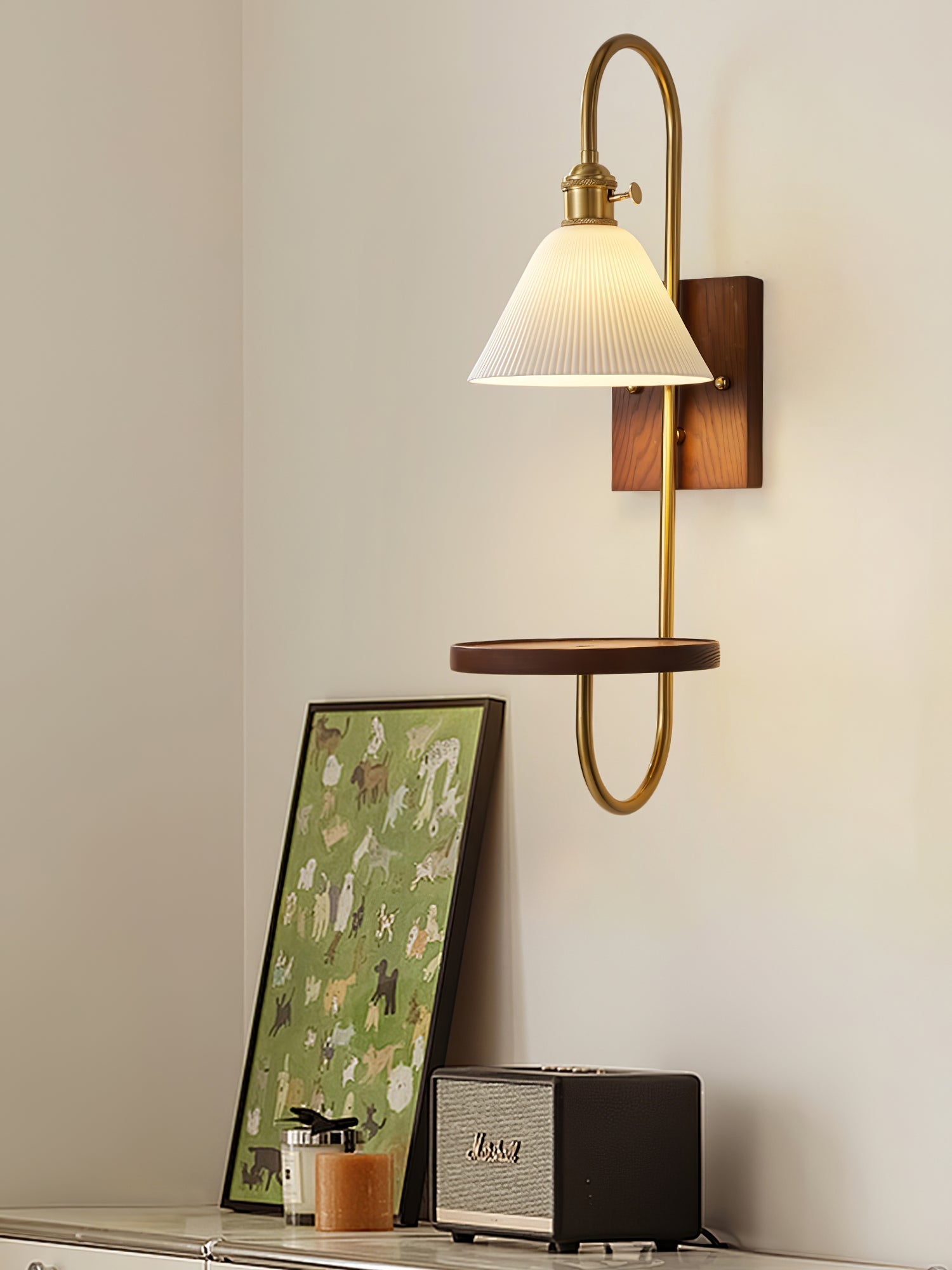 Walnut Shelf Sconce Wall lamp