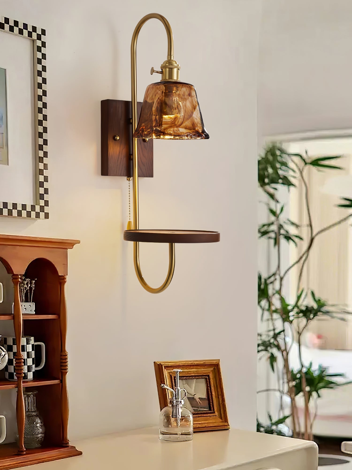 Walnut Shelf Sconce Wall lamp