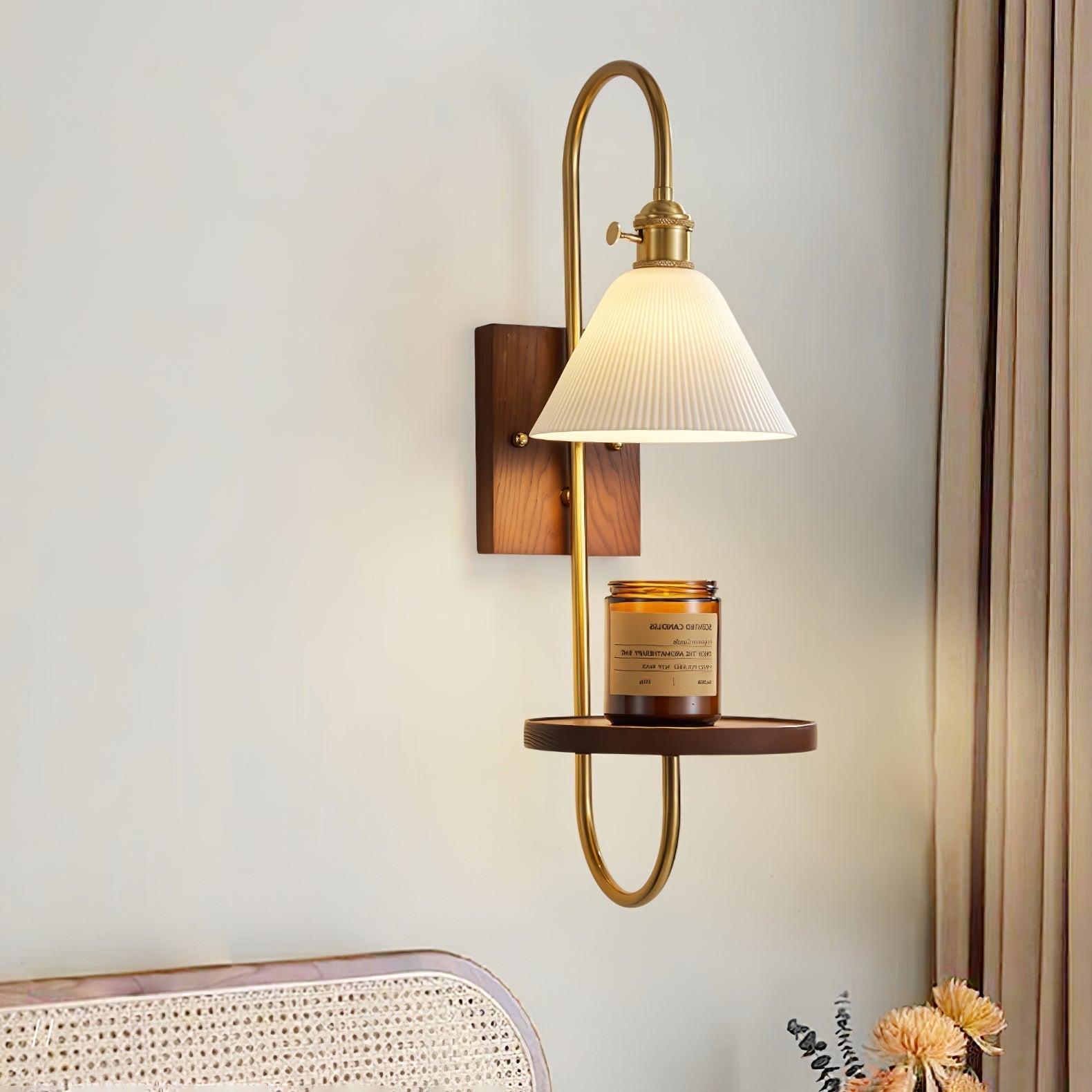 Walnut Shelf Sconce Wall lamp