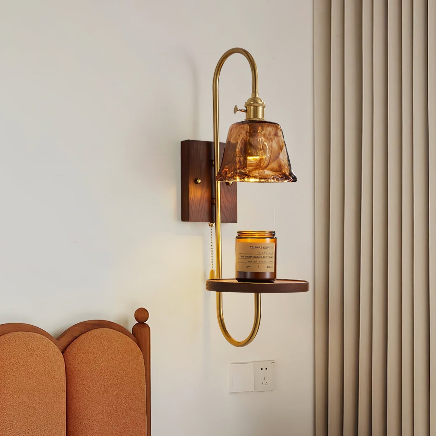 Walnut Shelf Sconce Wall lamp