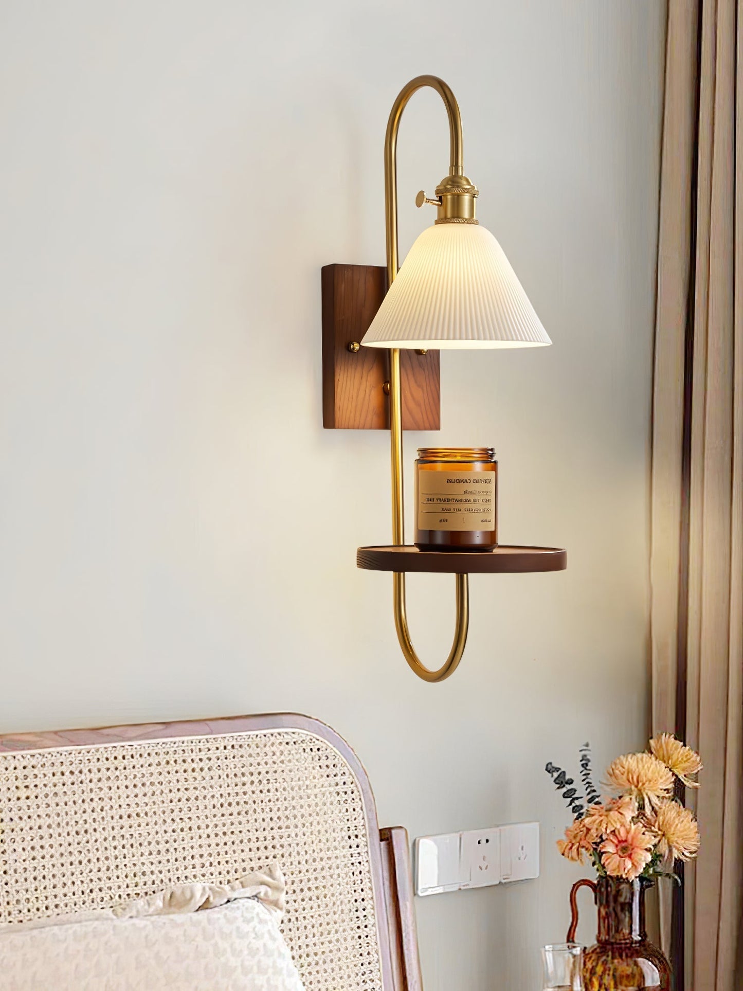 Walnut Shelf Sconce Wall lamp