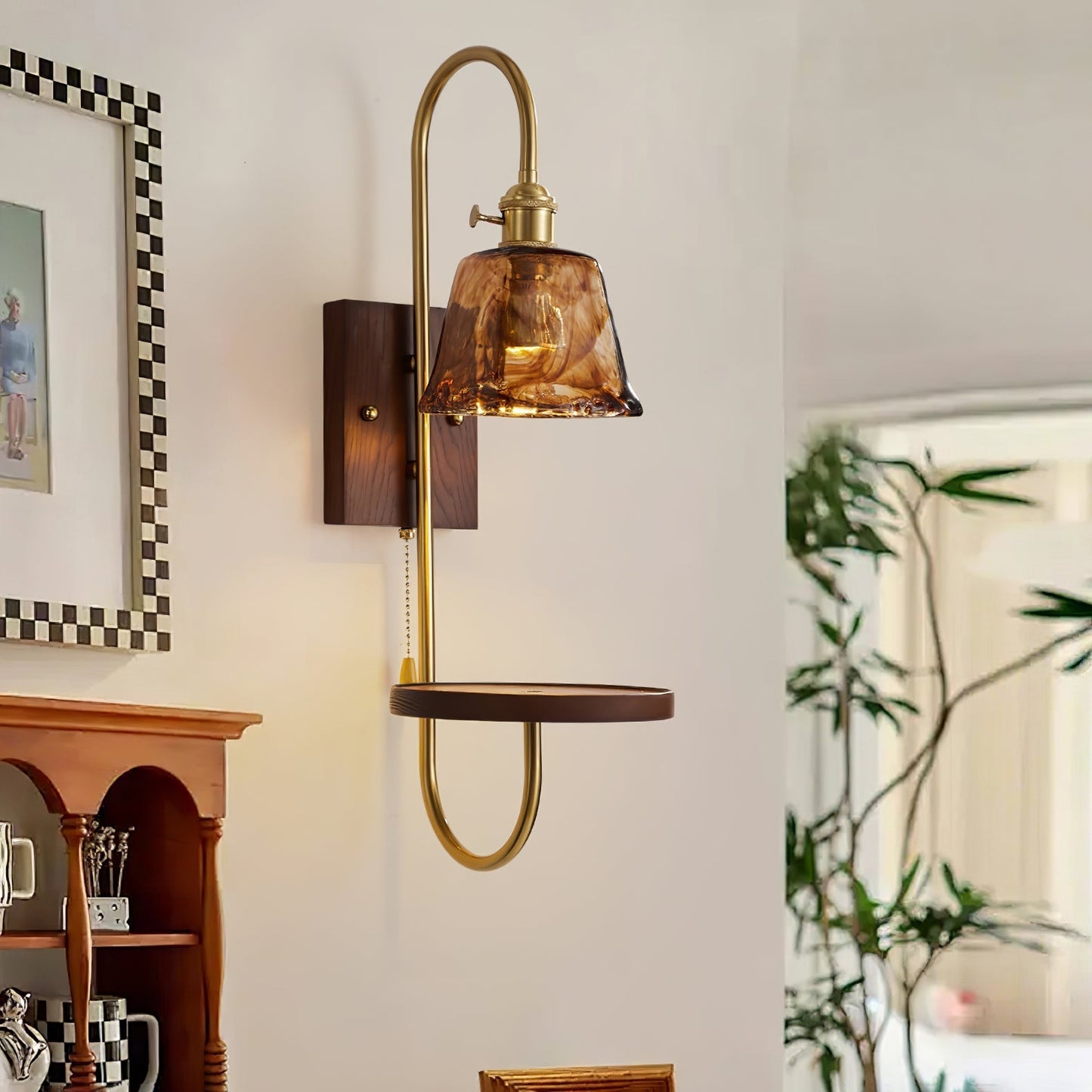 Walnut Shelf Sconce Wall lamp