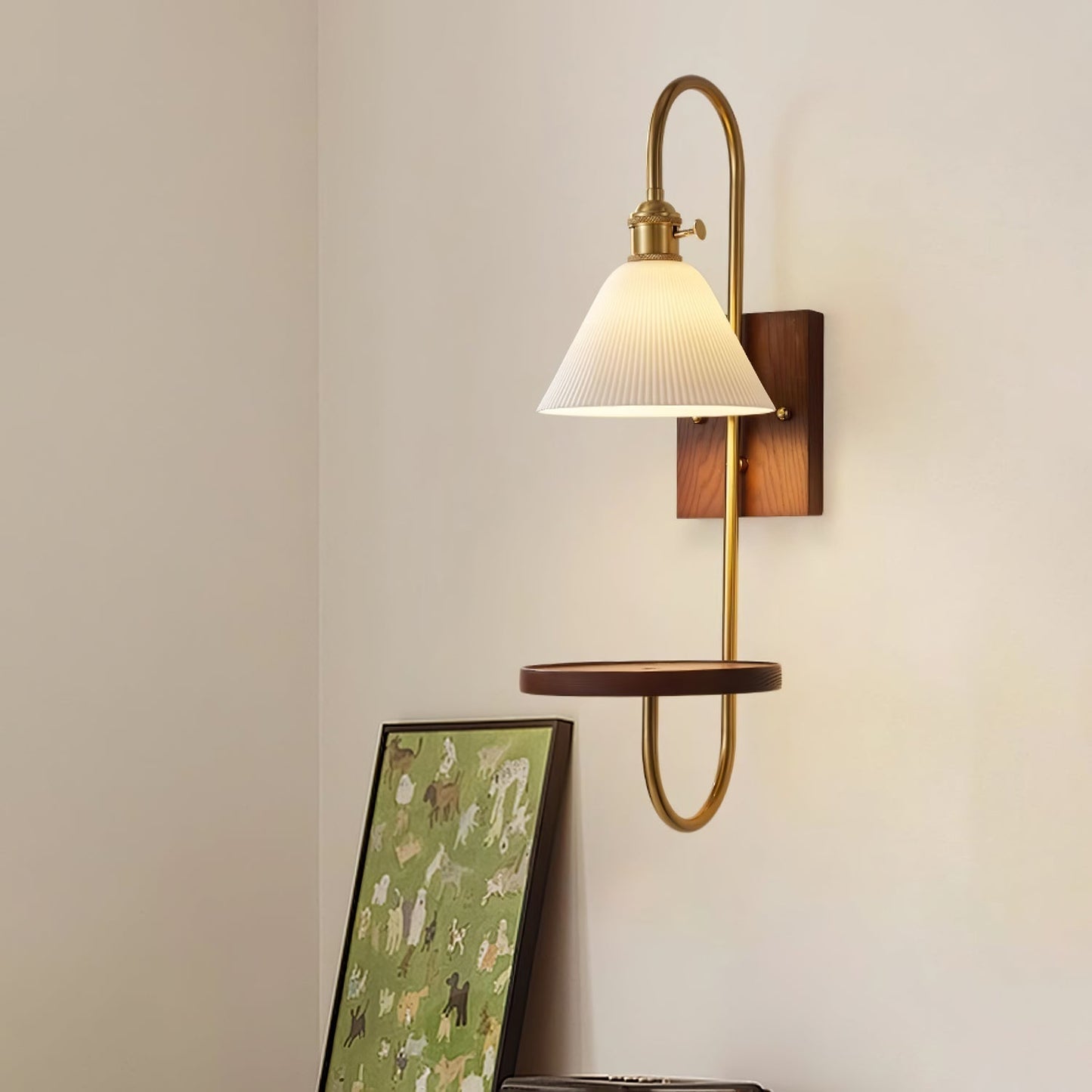 Walnut Shelf Sconce Wall lamp