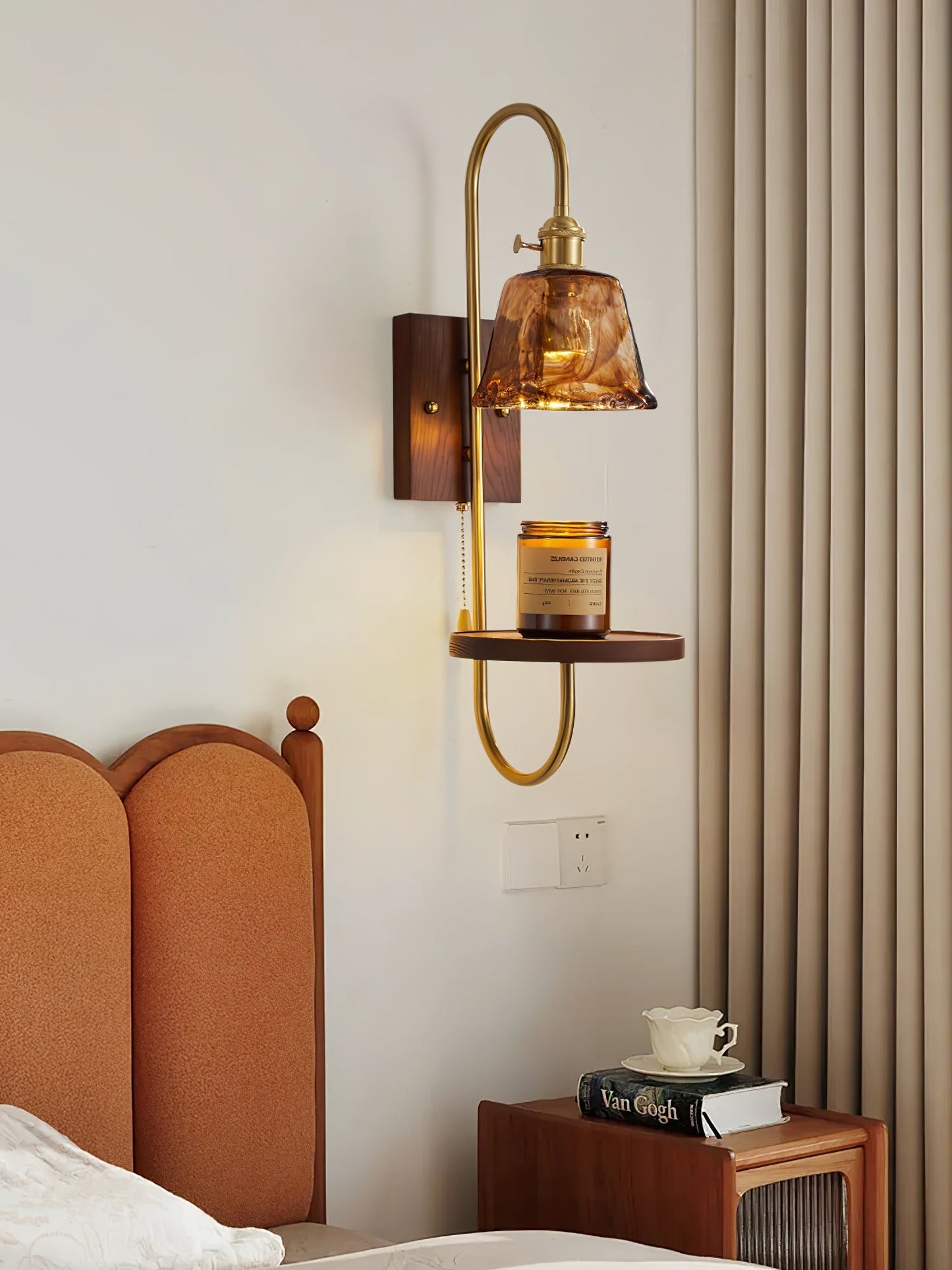 Walnut Shelf Sconce Wall lamp
