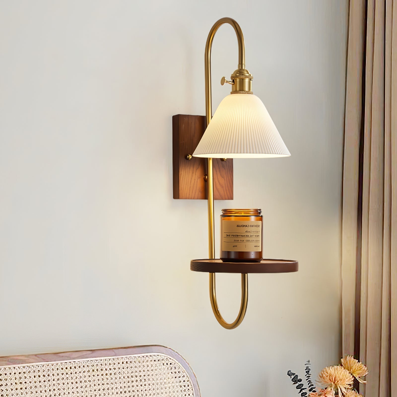 Walnut Shelf Sconce Wall lamp