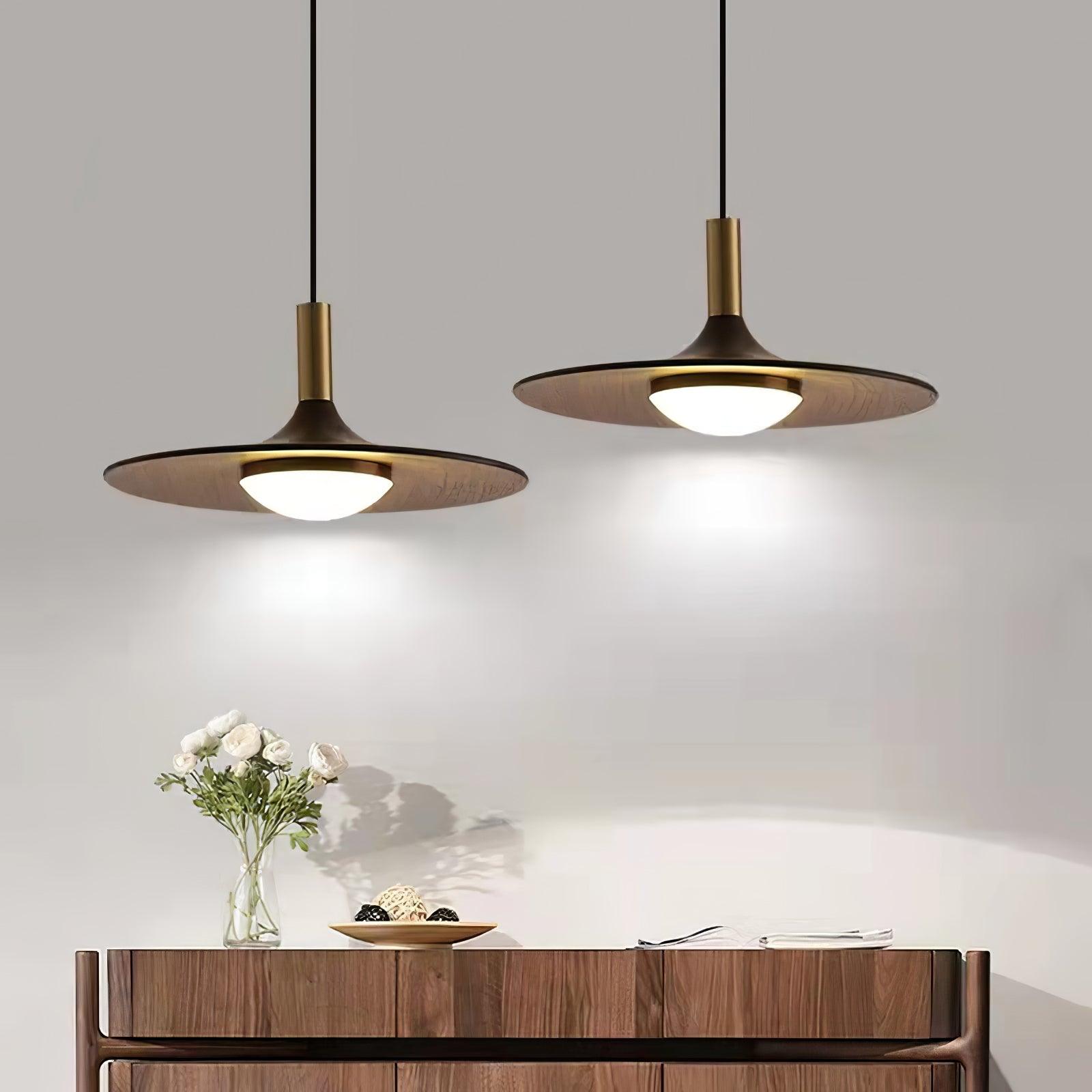 Walnut Wood Dish Pendant Light Pendant light