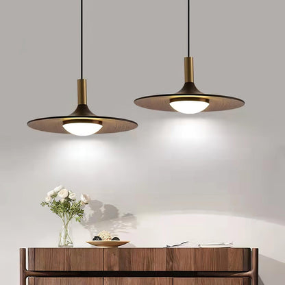 Walnut Wood Dish Pendant Light Pendant light