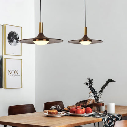 Walnut Wood Dish Pendant Light Pendant light