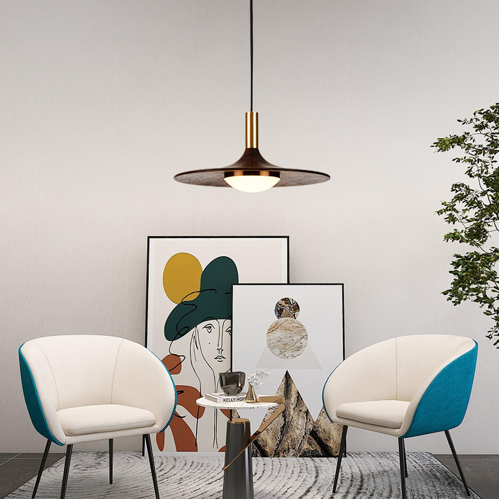 Walnut Wood Dish Pendant Light Pendant light