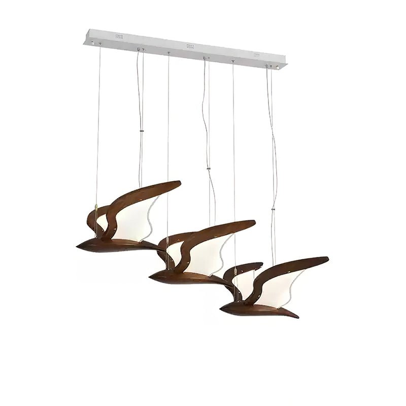 Warbler Chandelier 3 Heads: L 39.4’’ x W 23.2’’ x H 21.7’’ / Walnut Color / Warm Light Chandelier