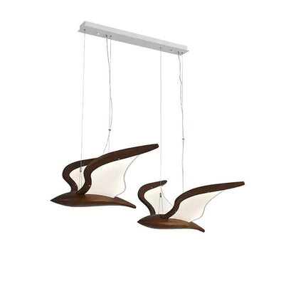 Warbler Chandelier 2 Heads: L 31.5’’ x W 23.2’’ x H 16.5’’ / Walnut Color / Warm Light Chandelier