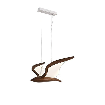 Warbler Chandelier 1 Head: L 22’’ x W 32.8’’ x H 13’’ / Walnut Color / Warm Light Chandelier