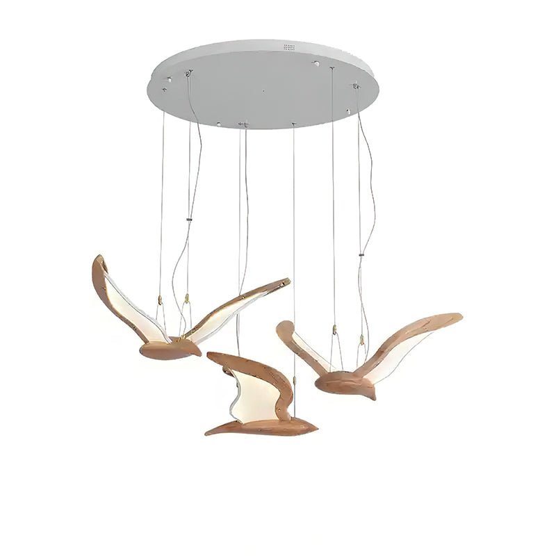 Warbler Chandelier 3 Heads: Dia 47.2’’ x H 23.6’’ / Wood Color / Warm Light Chandelier