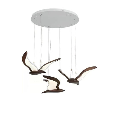 Warbler Chandelier 3 Heads: Dia 47.2’’ x H 23.6’’ / Walnut Color / Warm Light Chandelier